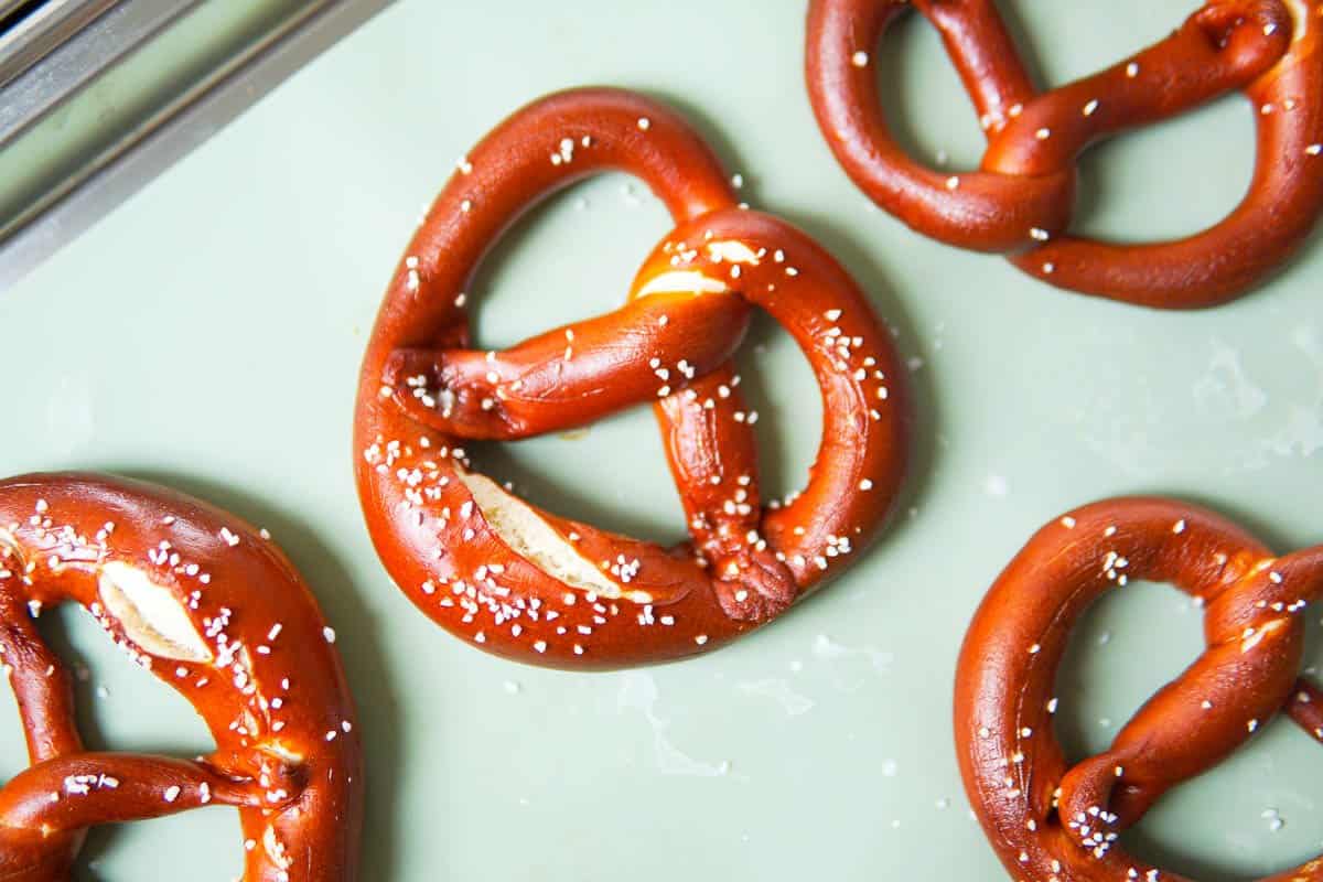 German pretzels after baking