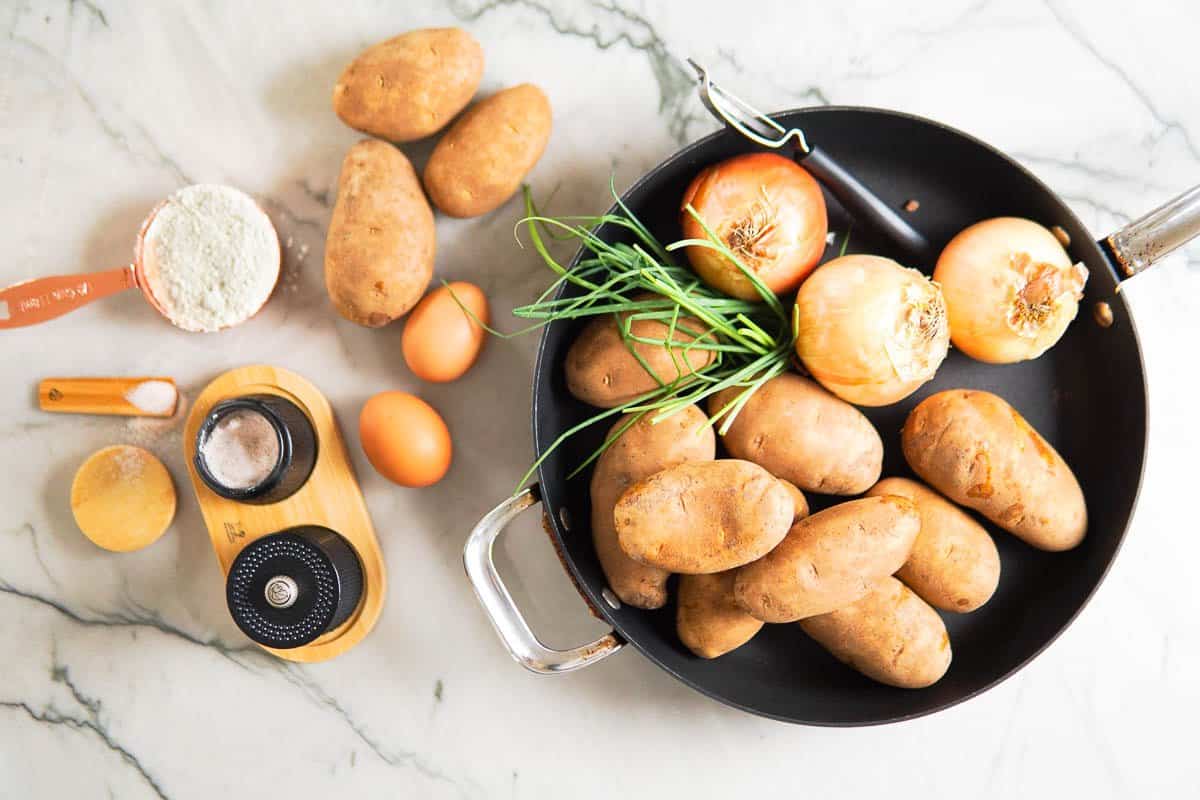 ingredients for German potato pancakes