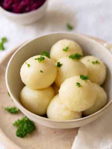 German dumplings in a bowl.