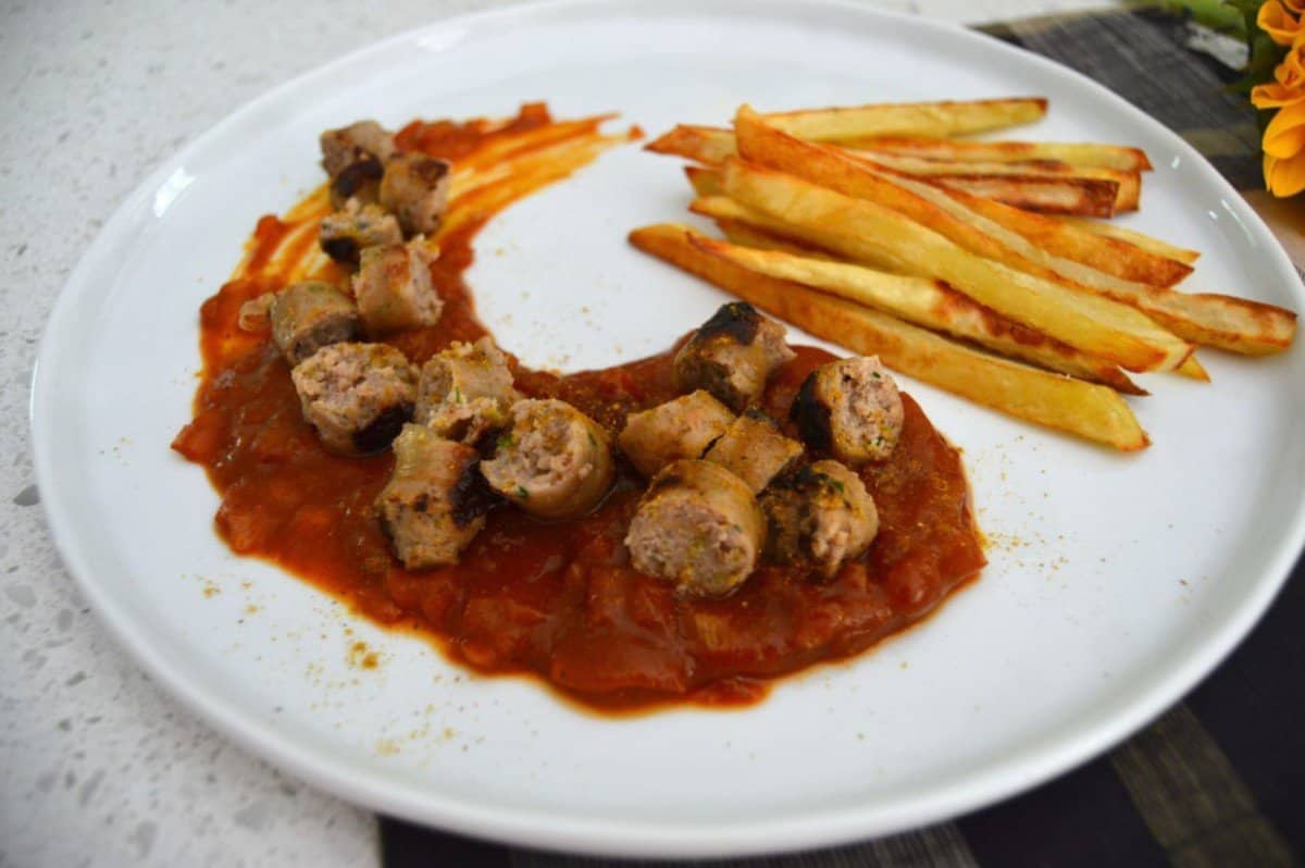 Currywurst recipe curry sausage dirndl kitchen German food blog