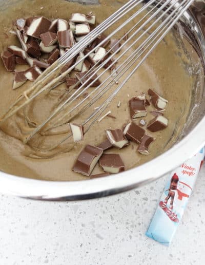 Mixing batter for Kinder Chocolate Blondies