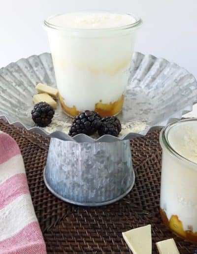 Topfencreme with peaches and egg liqueur ready to eat