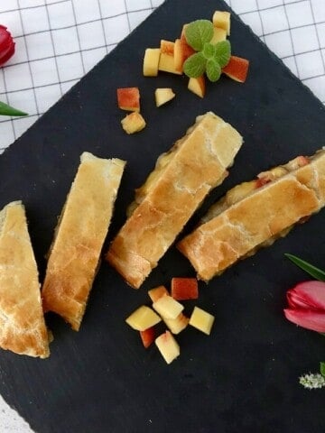 peach and brie strudel ready to serve up!