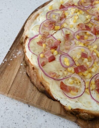 Summer Flammkuchen ready to be shared