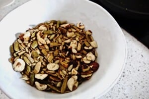 roasting seeds and nuts for German breakfast rolls