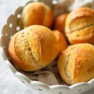 crusty German bread rolls in a basket