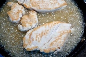 poaching chicken for white asparagus noodle salad