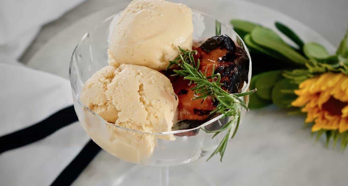 Grilled Peach & Rosemary Milcheis