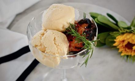 Grilled Peach & Rosemary Milcheis
