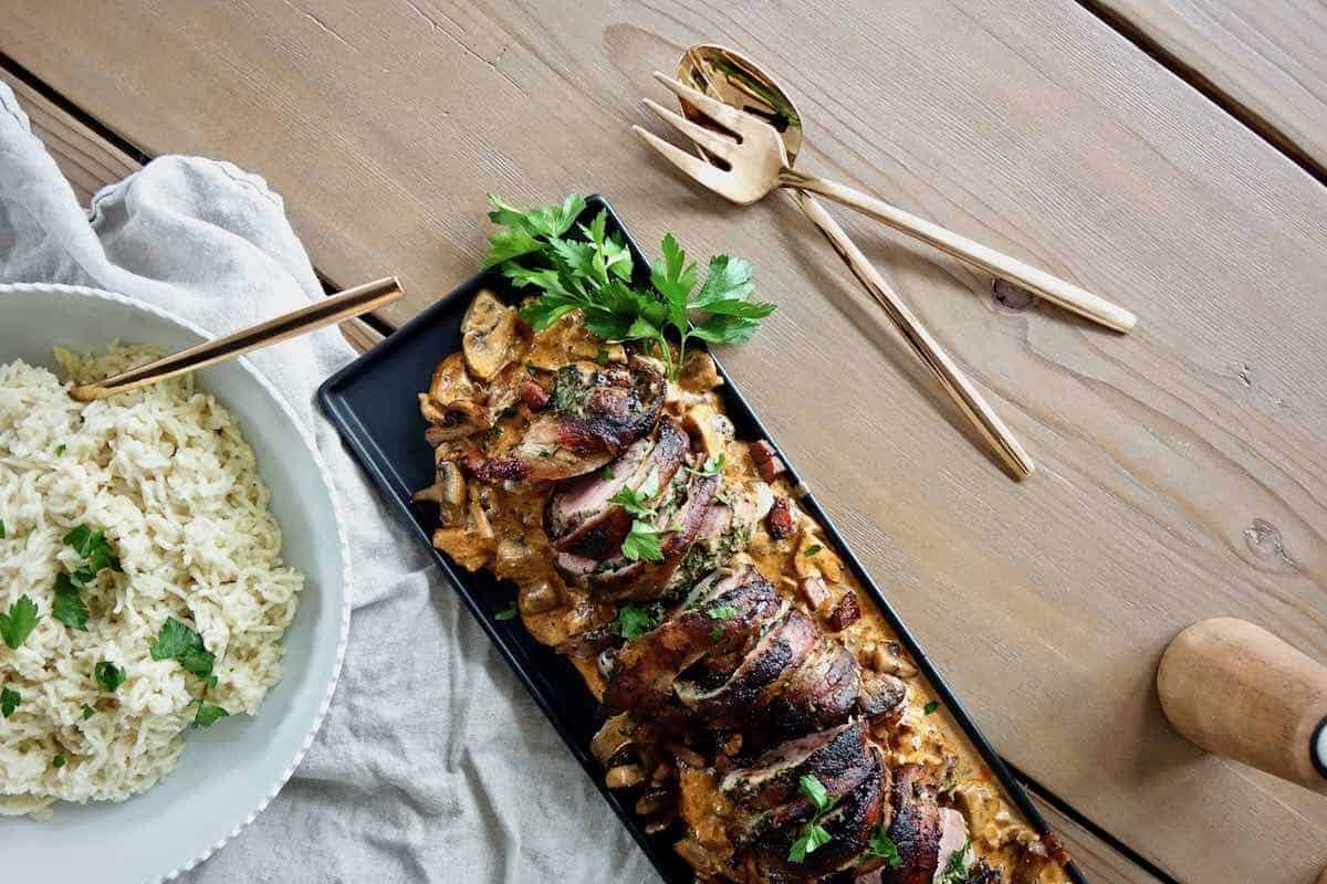 roasted pork loin recipe with herbs and bacon dirndl kitchen