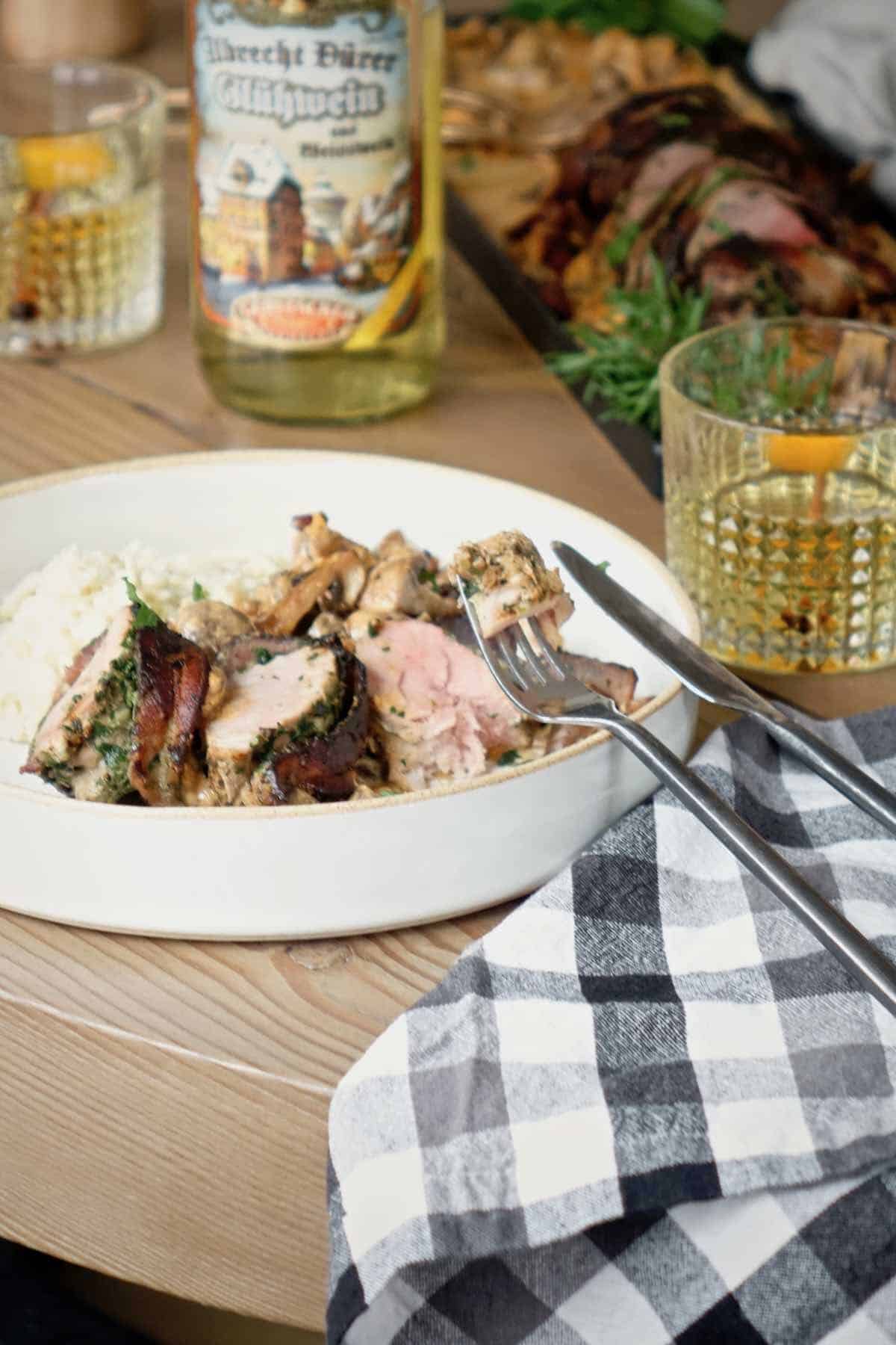 roasted pork loin recipe with herbs and bacon dirndl kitchen