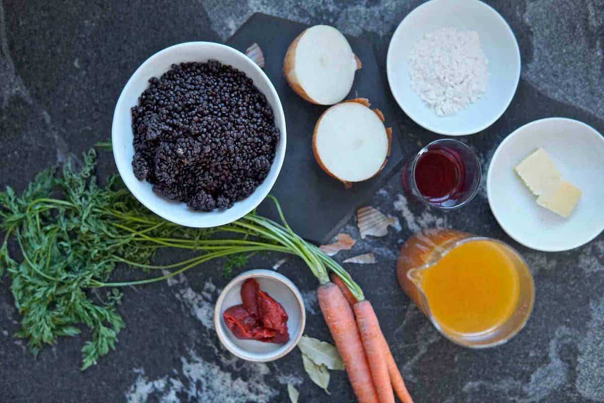 ingredients for German lentil recipe