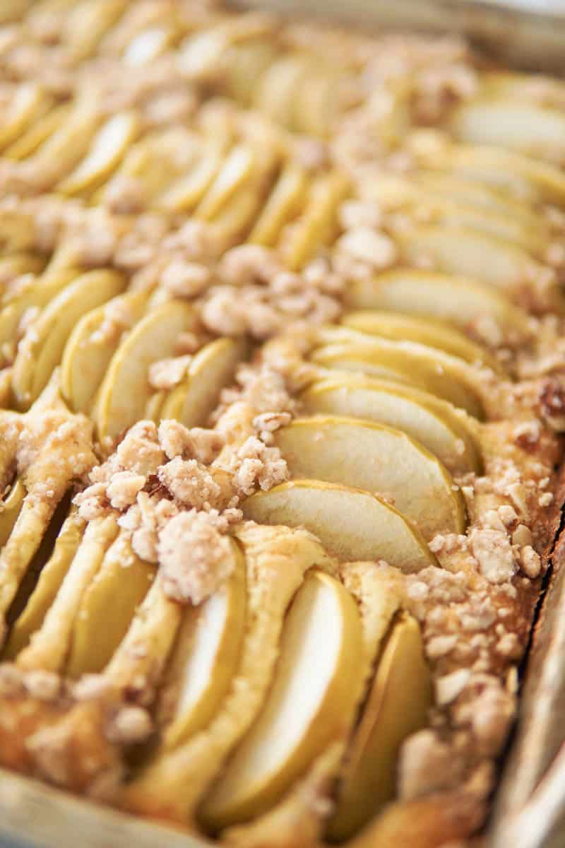 closeup of baked German Apple Cake