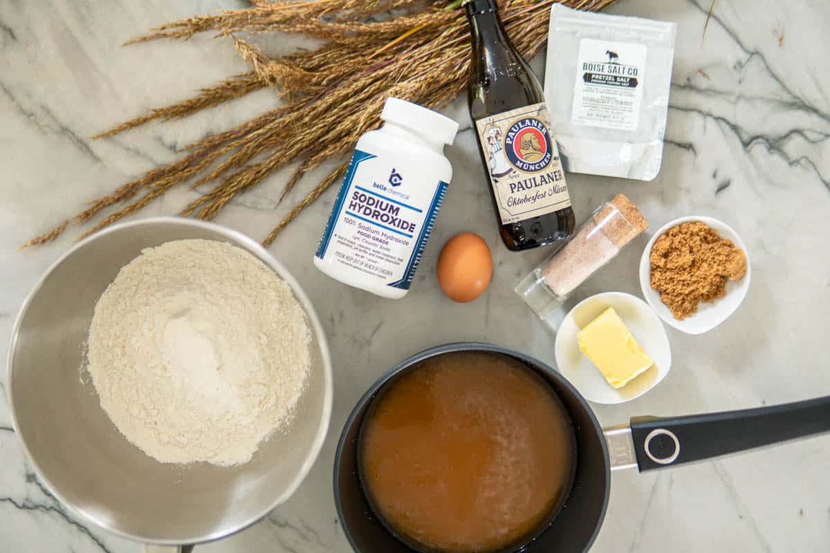 ingredients for pretzel beer bubble bread