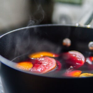pot of steaming mulled wine