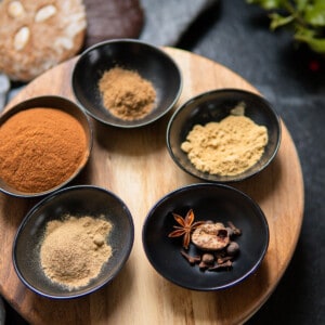 gingerbread spices on a wooden board