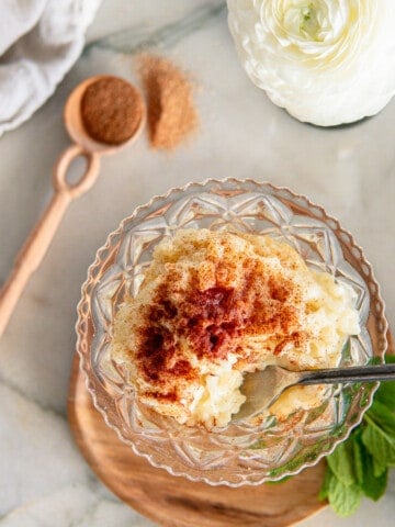 rice pudding topped with cinnamon sugar