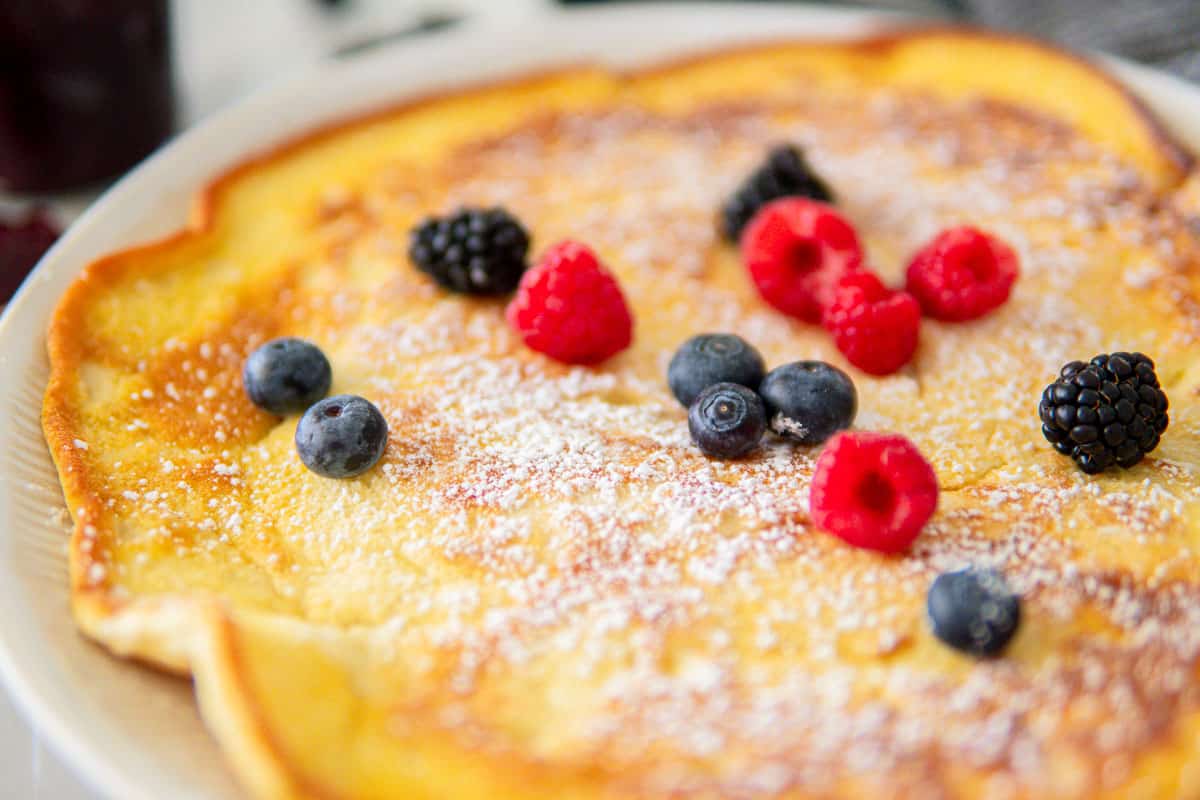 closeup of German pancake on a plate