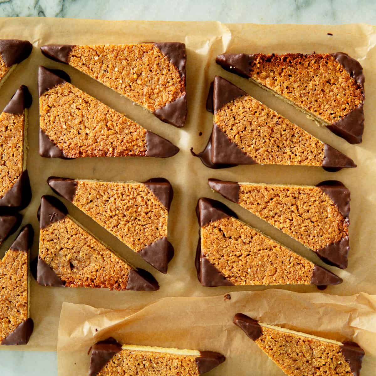 German nut bars on parchment paper