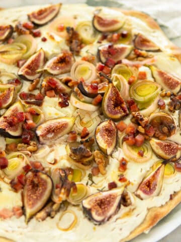 fall flammkuchen with bacon, goat cheese and walnuts