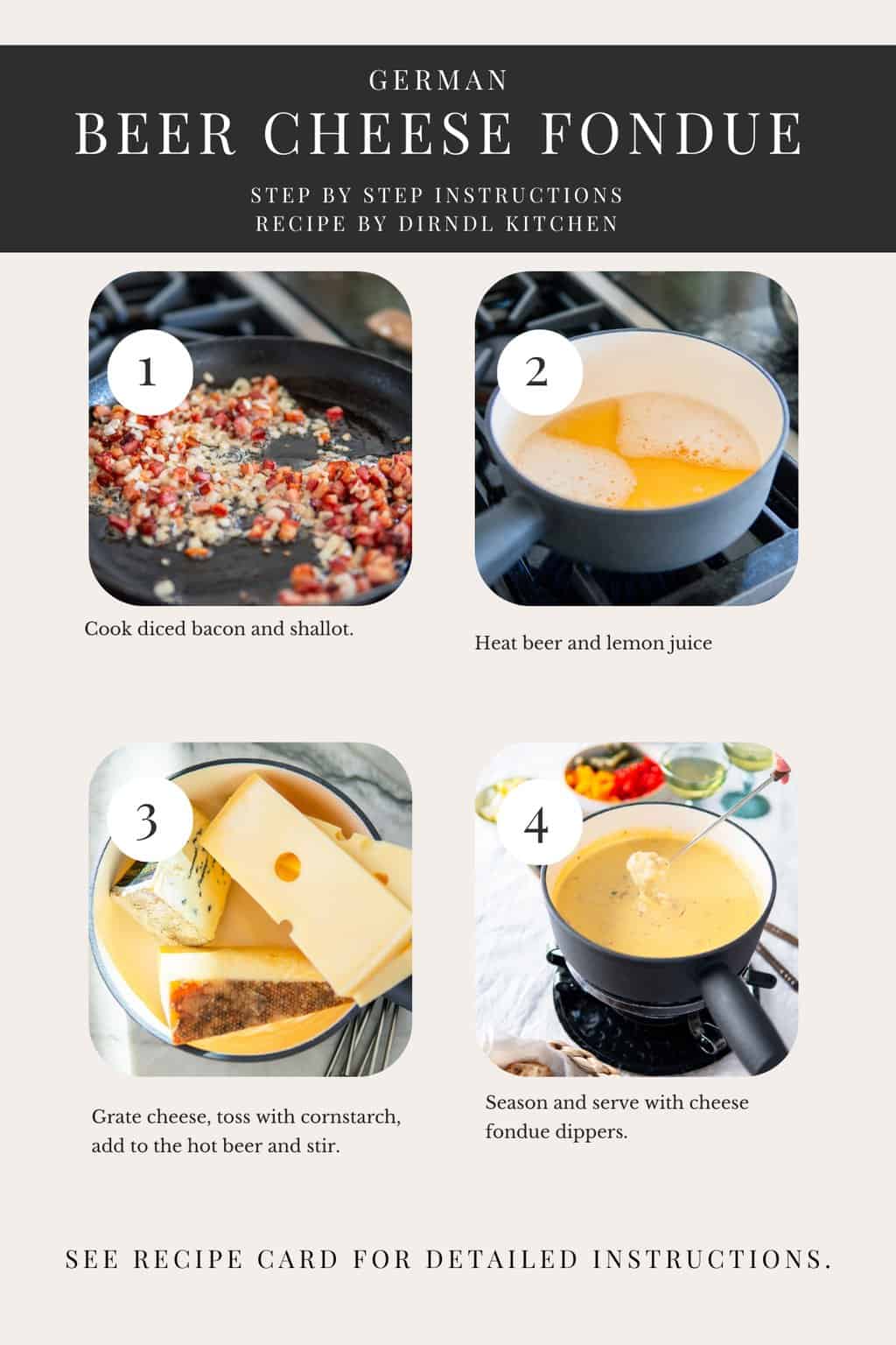 step by step pictures for making beer cheese fondue