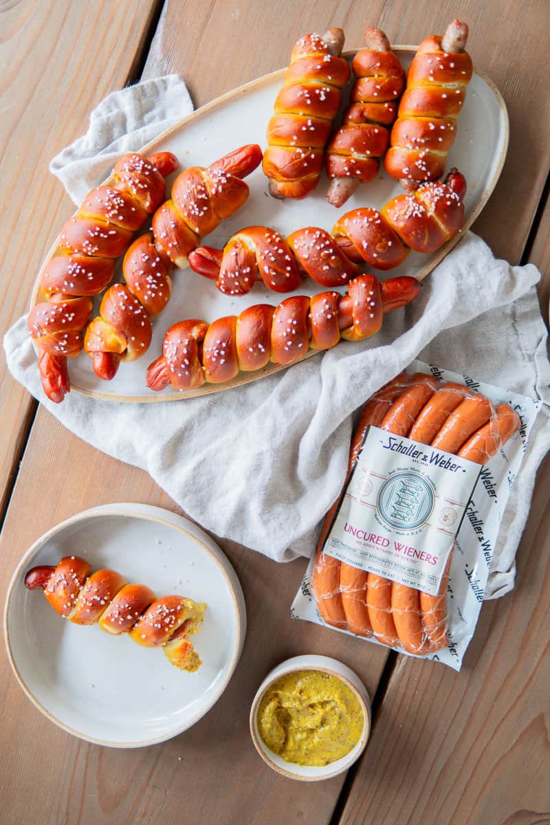 pretzel dogs made with real Wiener sausages