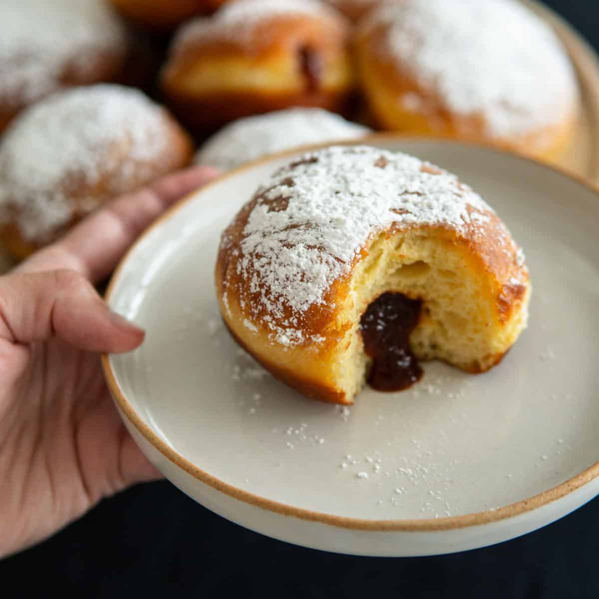 a Berliner German donut from the inside
