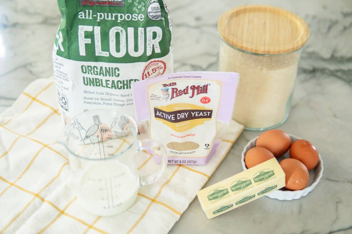 ingredients for fluffy German yeast pancakes.