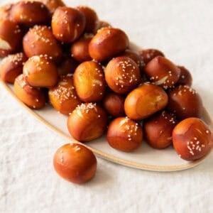 pretzel bites on a platter
